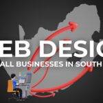 Banner image highlighting web design as a growth lever for small businesses in south africa, featuring a designer at work with a rising arrow across the south african map.
