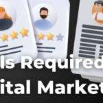 3d animated graphics of the resumes of digital marketing specialist, with text saying "skills required for digital marketers".